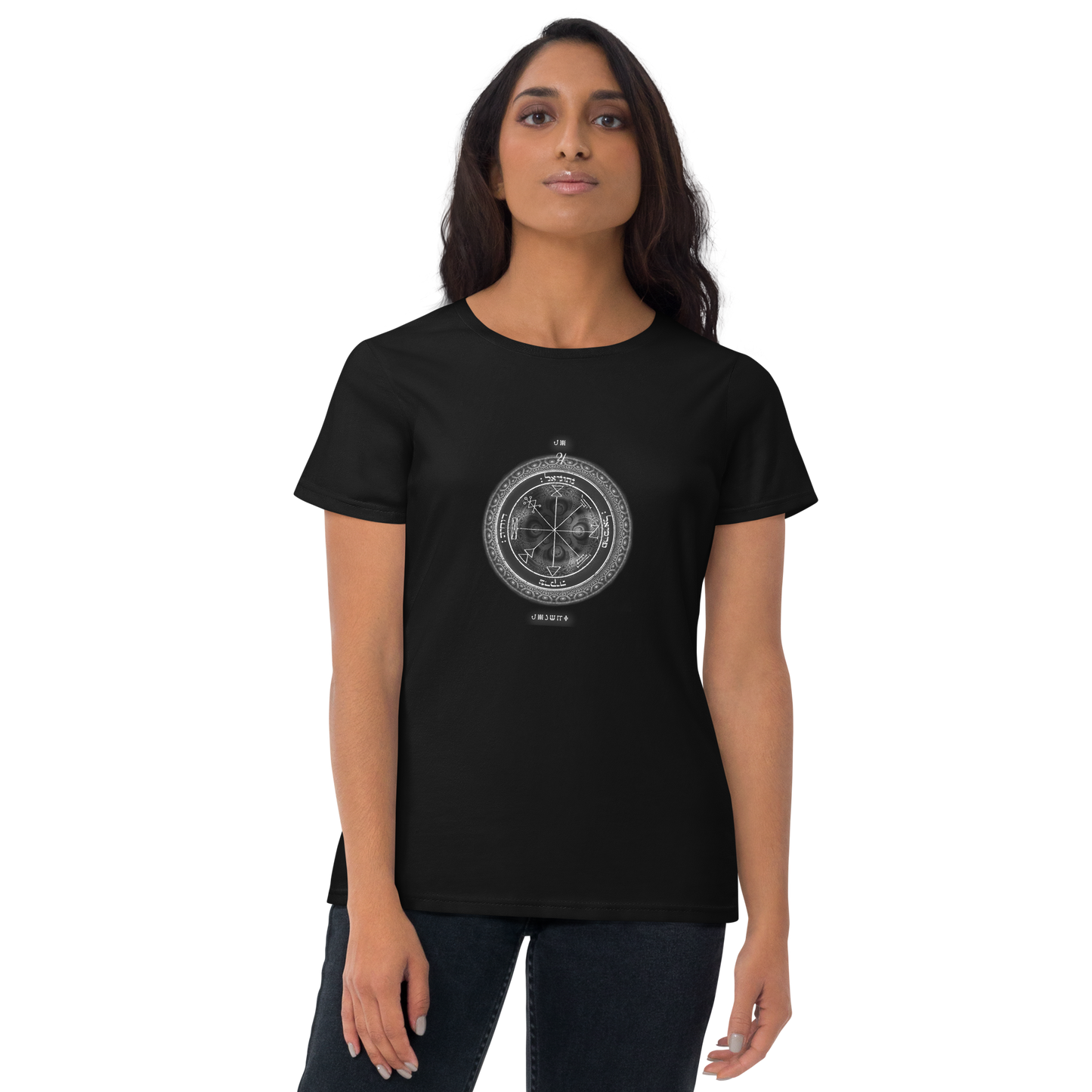 Fitted women's t-shirt with 1st Pentacle of Jupiter prosperity print