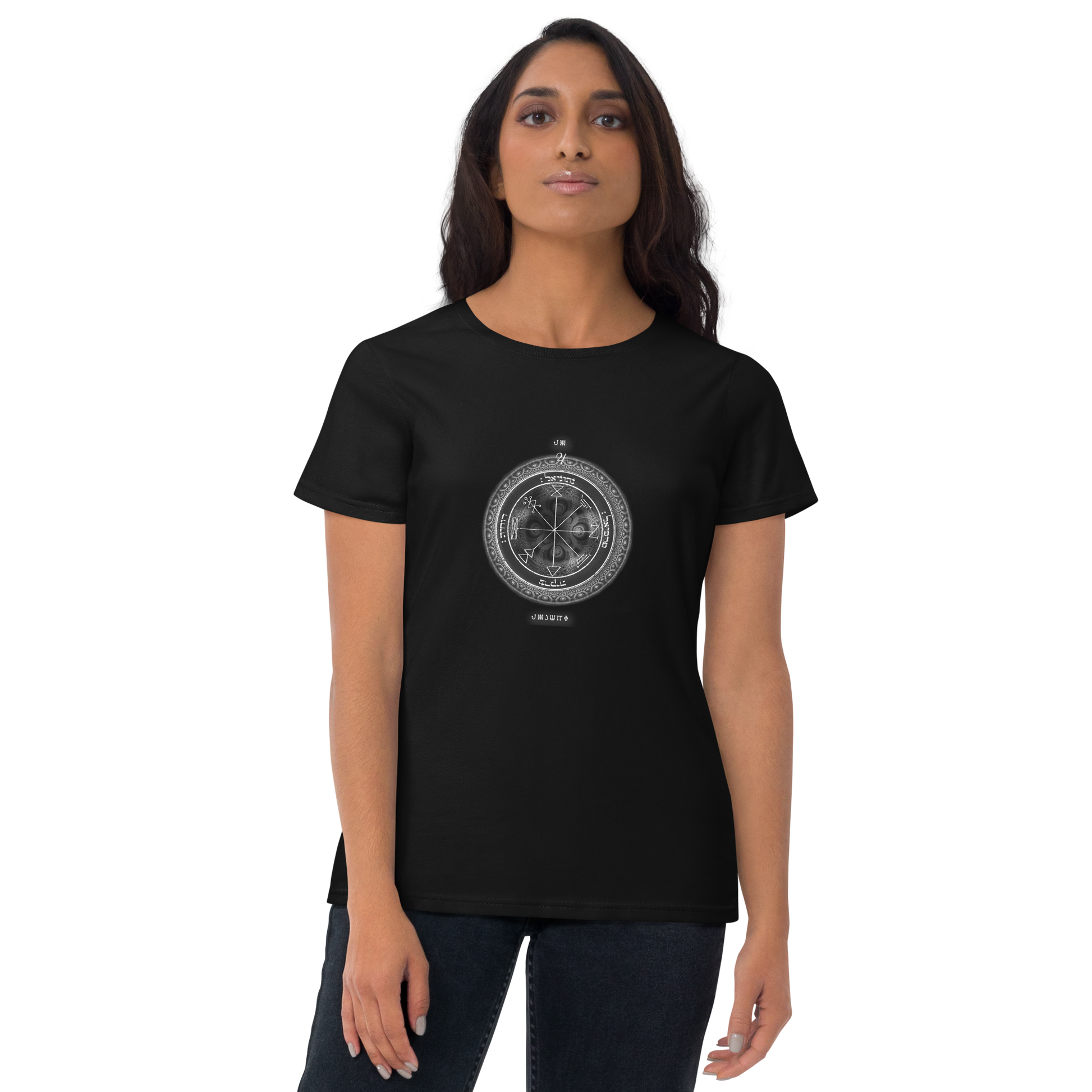 Fitted women's t-shirt with 1st Pentacle of Jupiter prosperity print