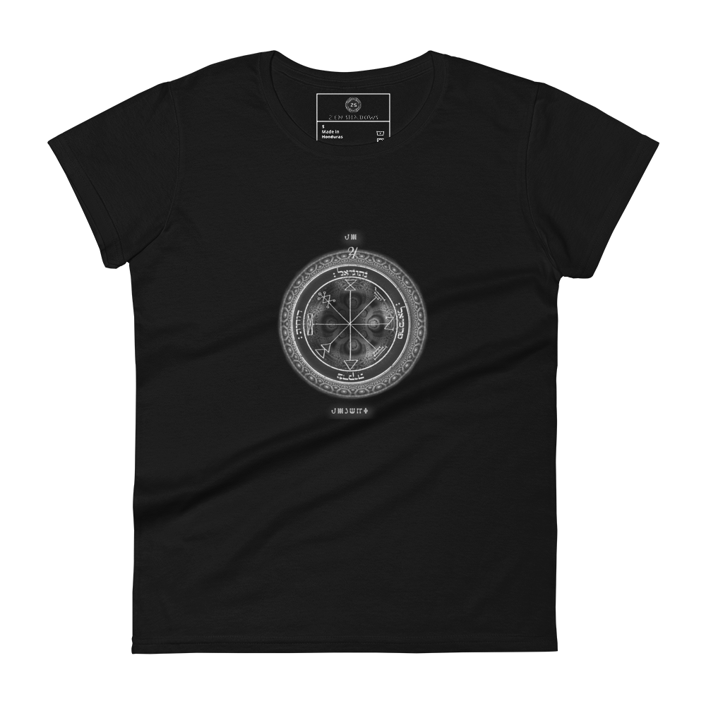 Detailed view of wealth-attracting sigil on cotton fabric