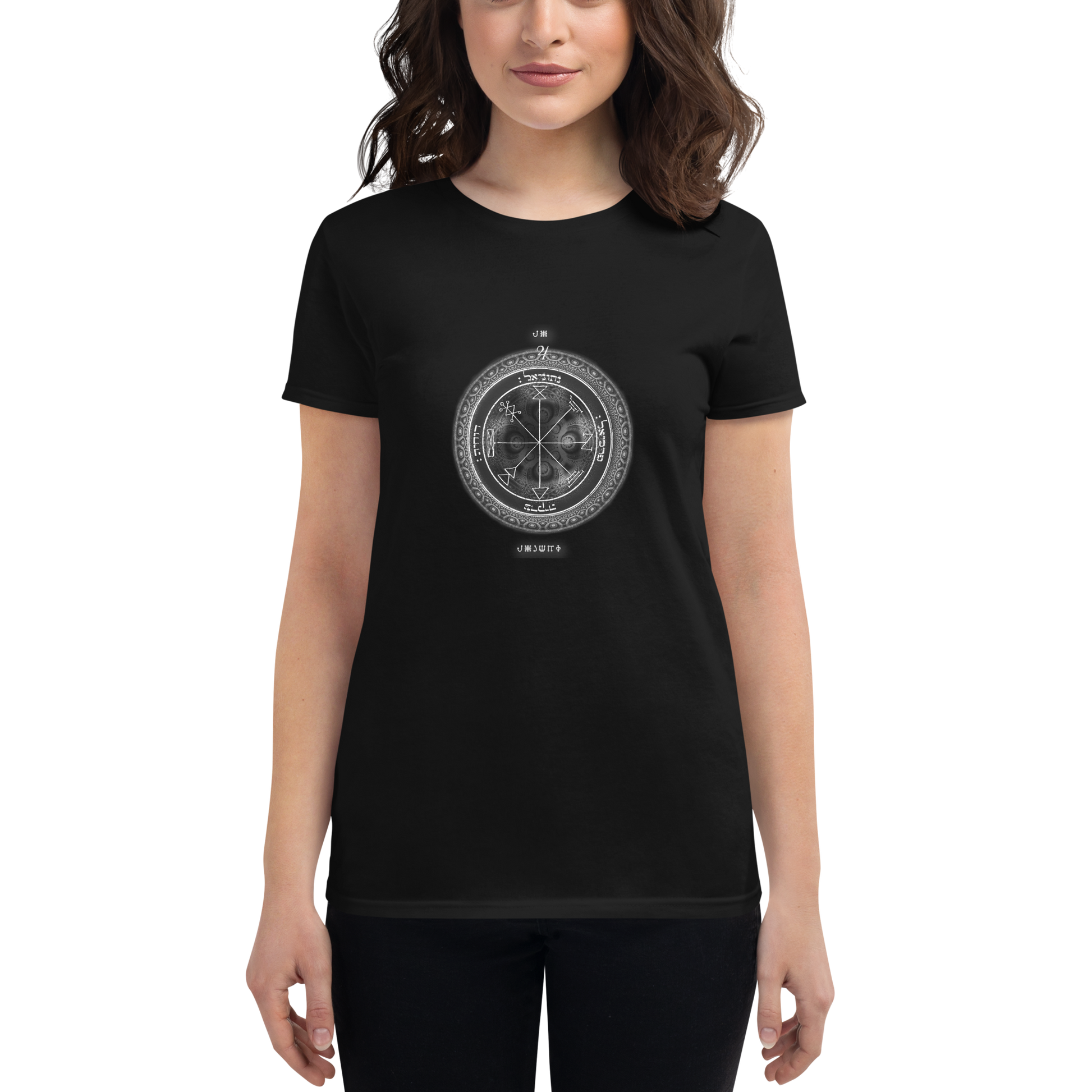 Fitted women's t-shirt with 1st Pentacle of Jupiter prosperity print