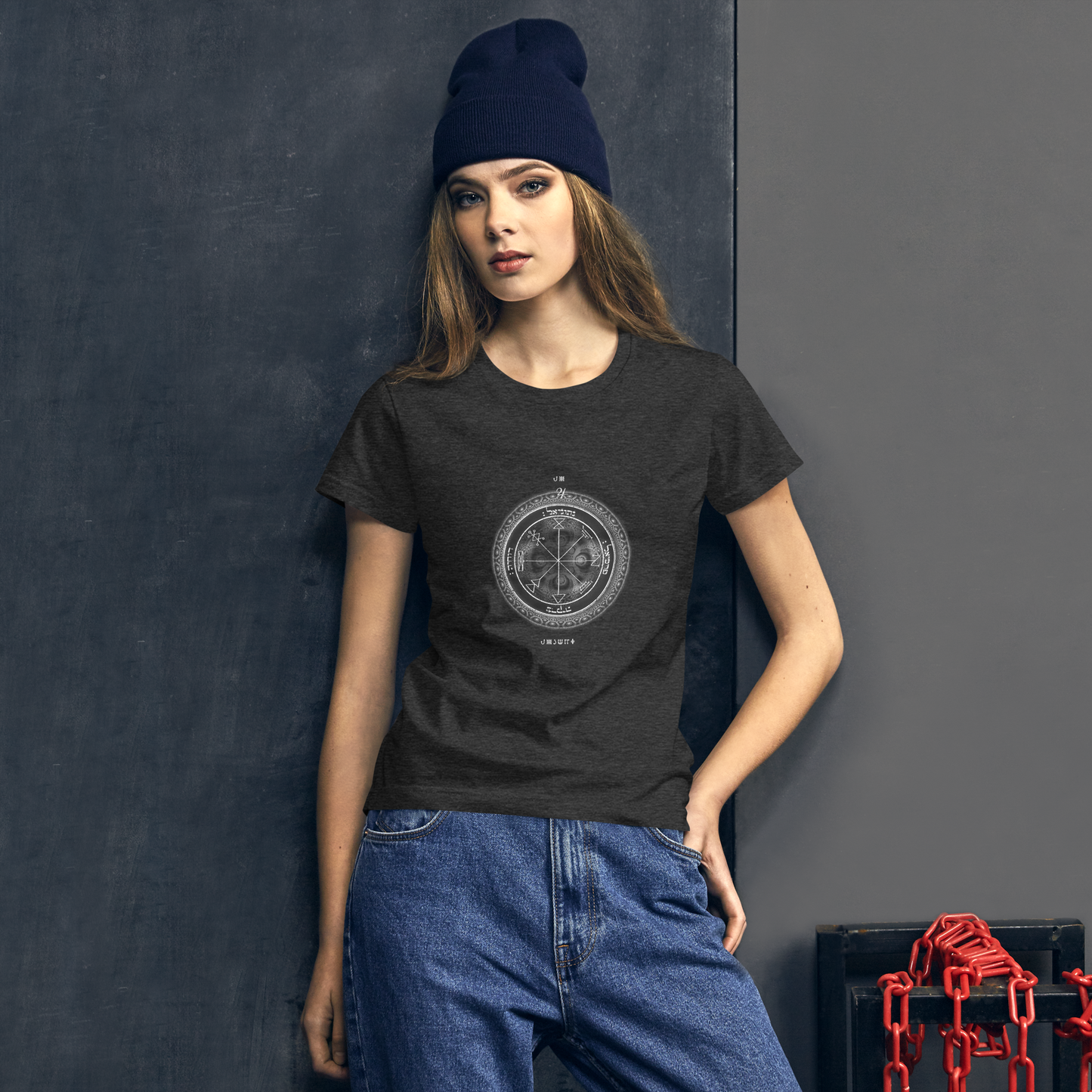 Fitted women's t-shirt with 1st Pentacle of Jupiter prosperity print