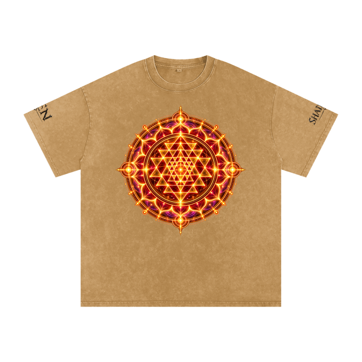 Shri Yantra Snow Washed Oversized Cotton T-Shirt — The Still Centre.