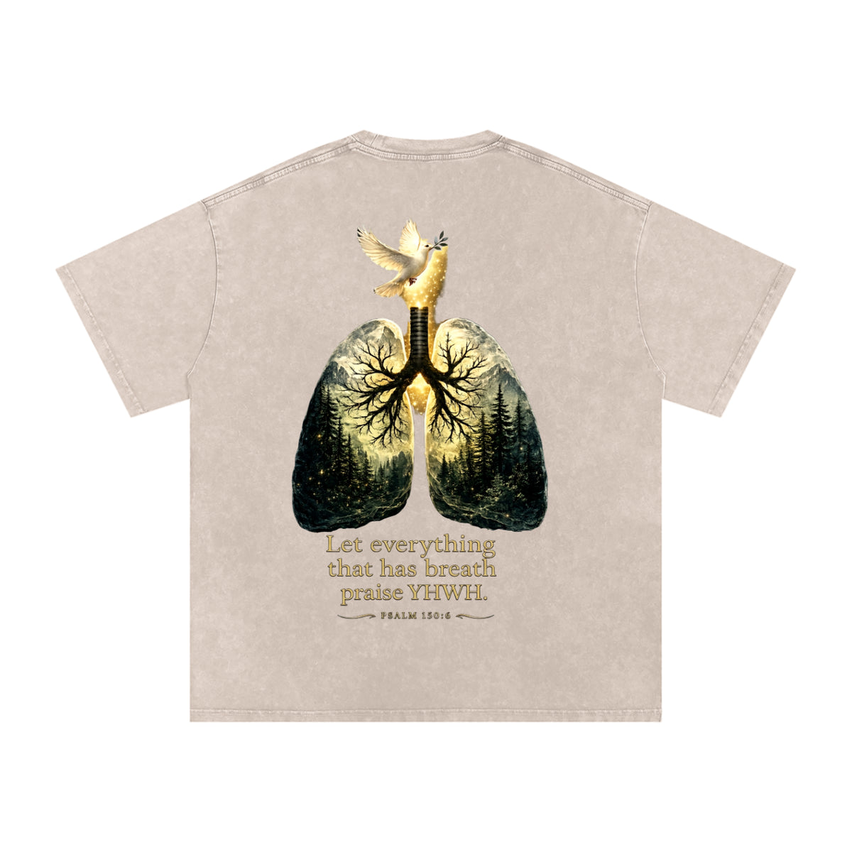 The Breath of YHWH Snow Washed Unisex Oversized Cotton T-Shirt (Front Logo)