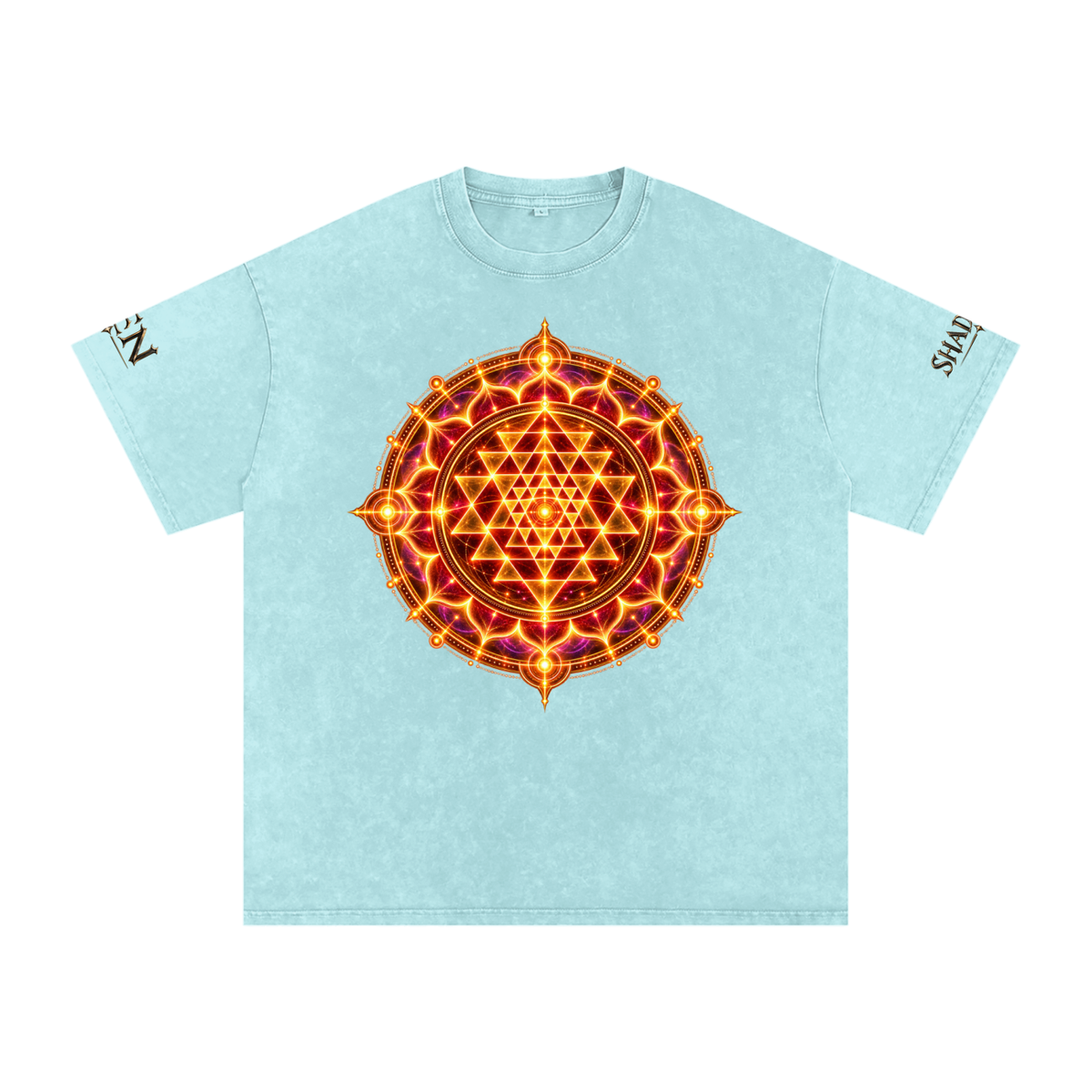 Shri Yantra Snow Washed Oversized Cotton T-Shirt — The Still Centre.