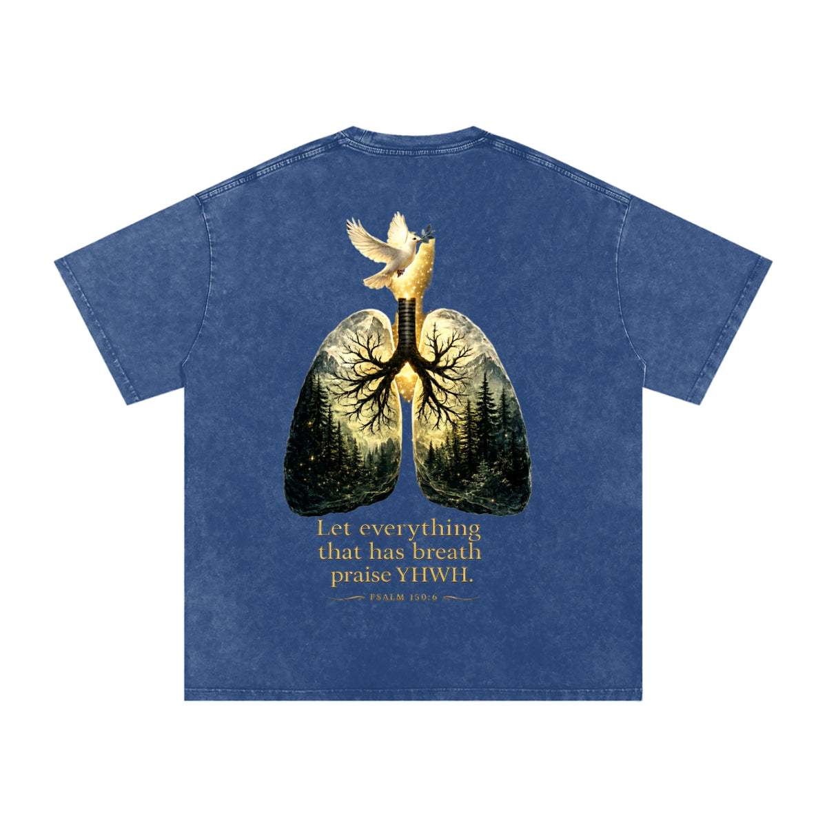 The Breath of YHWH Snow Washed Unisex Oversized Cotton T-Shirt (Front Logo)