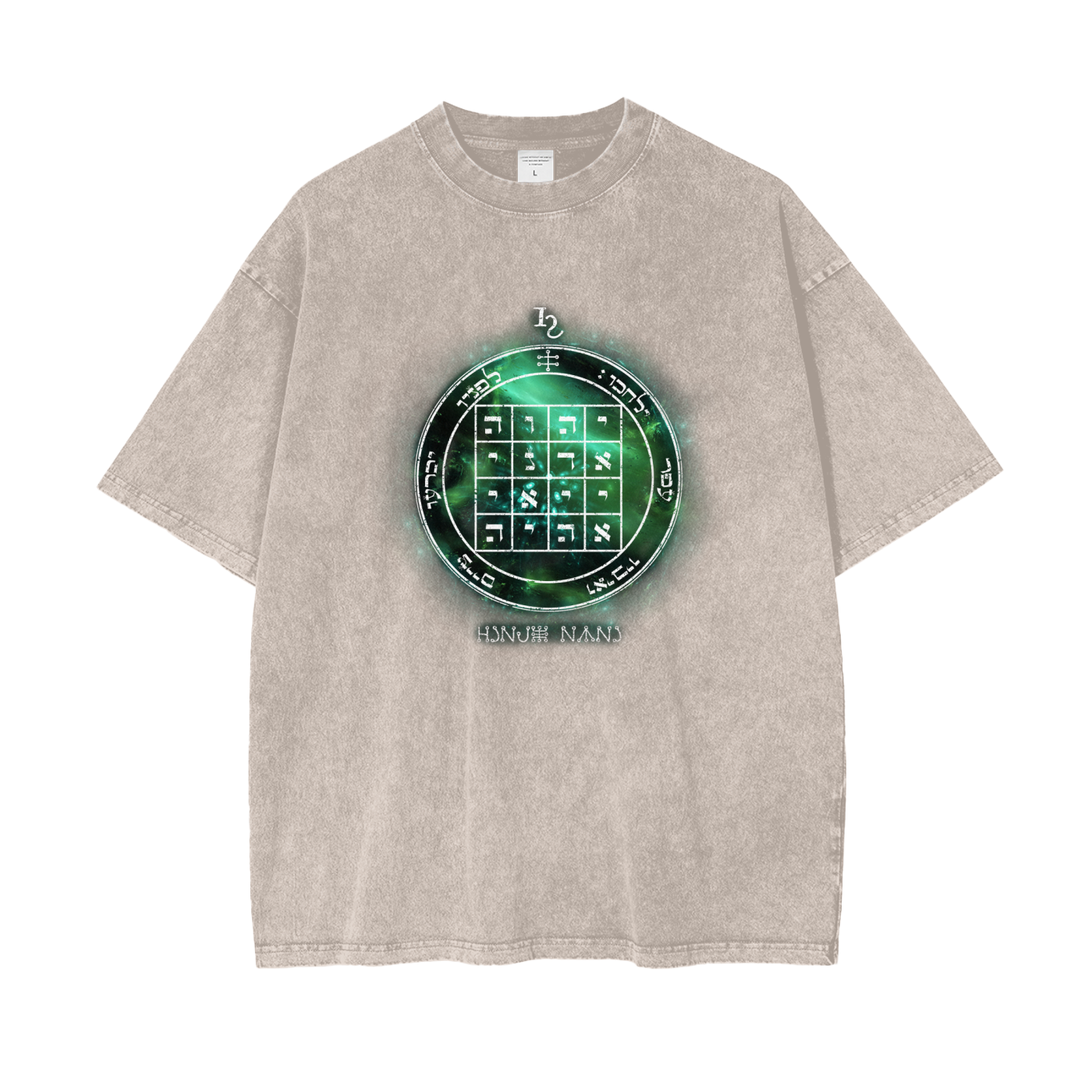 1st Pentacle of Saturn snow wash oversize t-shirt for persuasion and authority - ritual-charged cotton tee