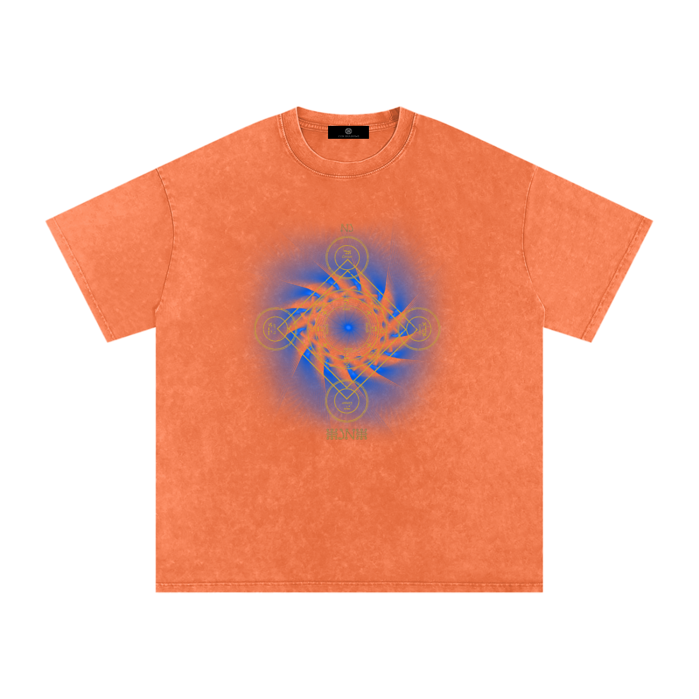 Earth Pentacle Unisex Snow Washed Streetwear Oversized Cotton T-Shirt - Grounding Spiritual Power into Material Reality