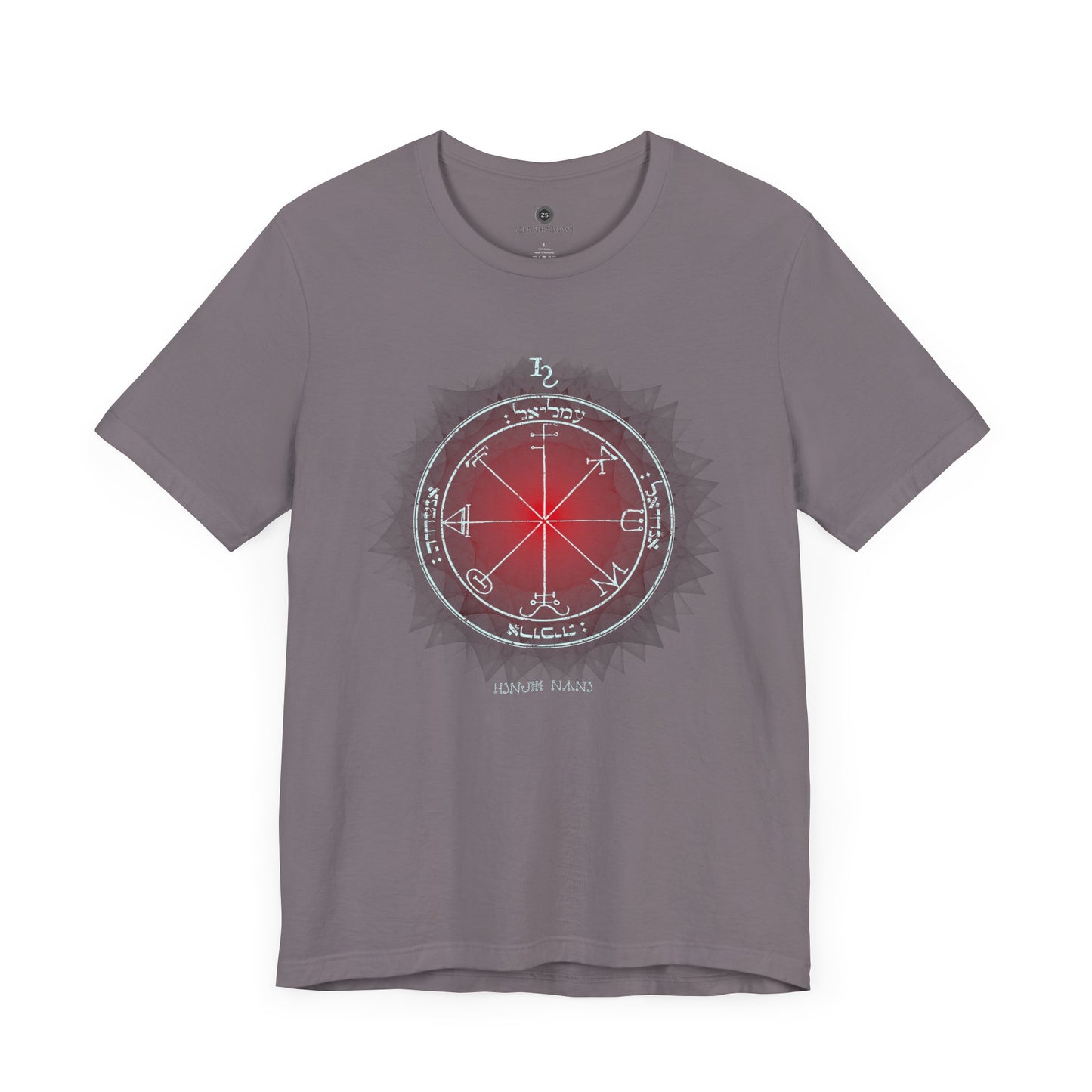Unisex t-shirt featuring the 3rd Pentacle of Saturn printed in red for spiritual protection