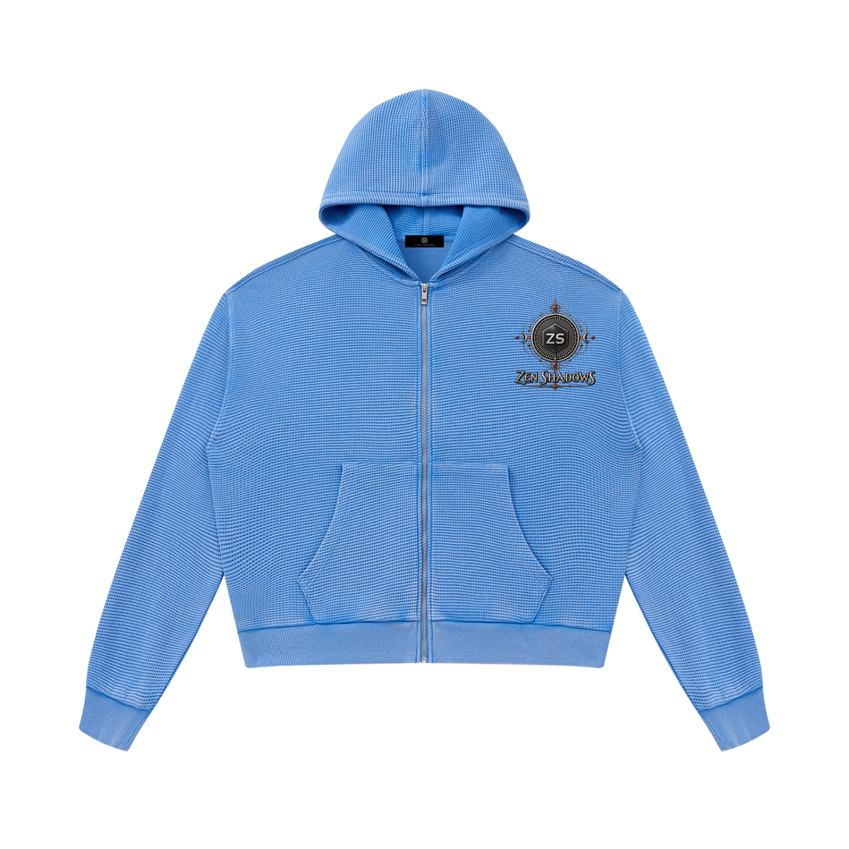 1st Pentacle of Saturn Unisex Mineral Wash Boxy Waffle Hoodie — Sovereignty and Inner Authority