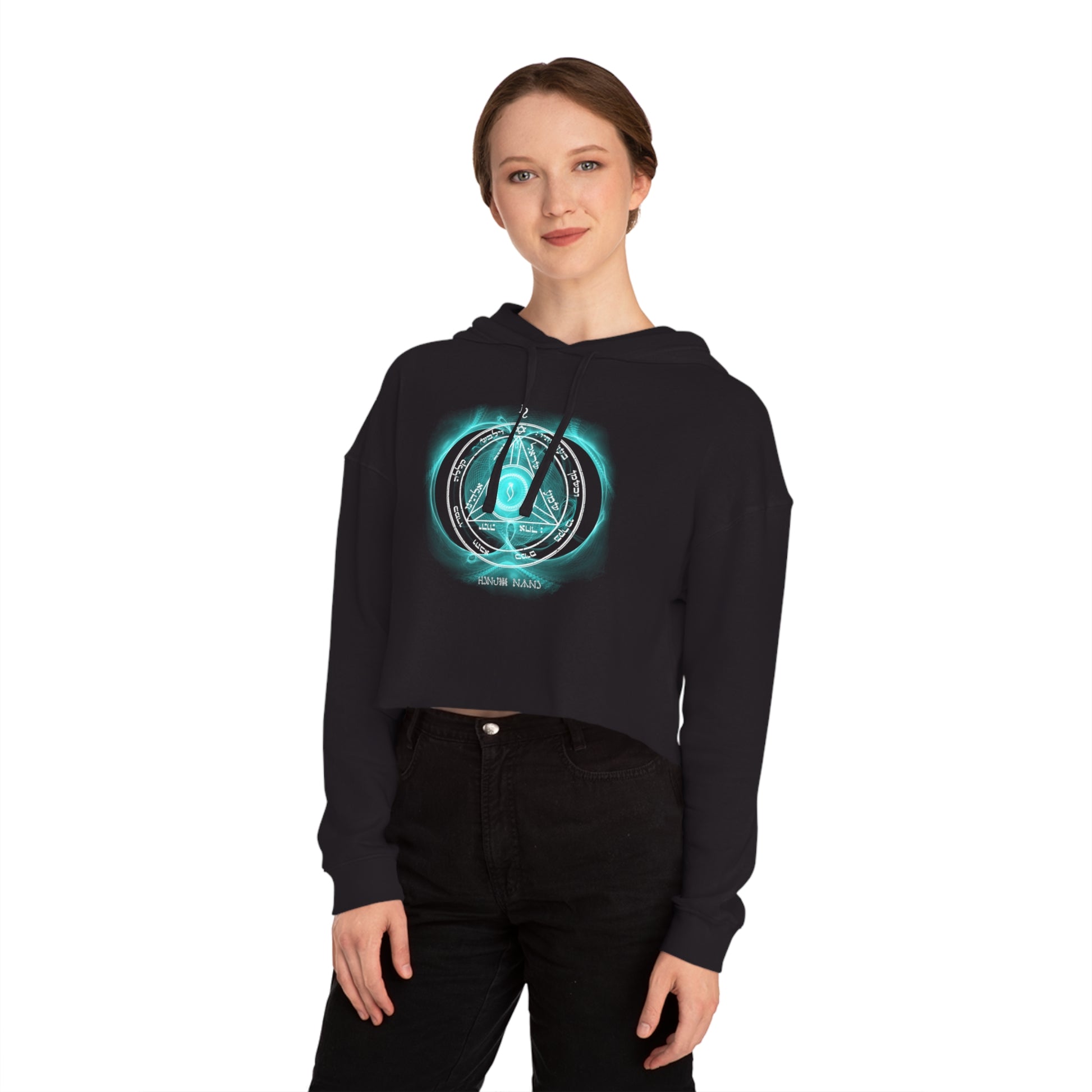 Crop hoodie with 4th Pentacle of Saturn sigil