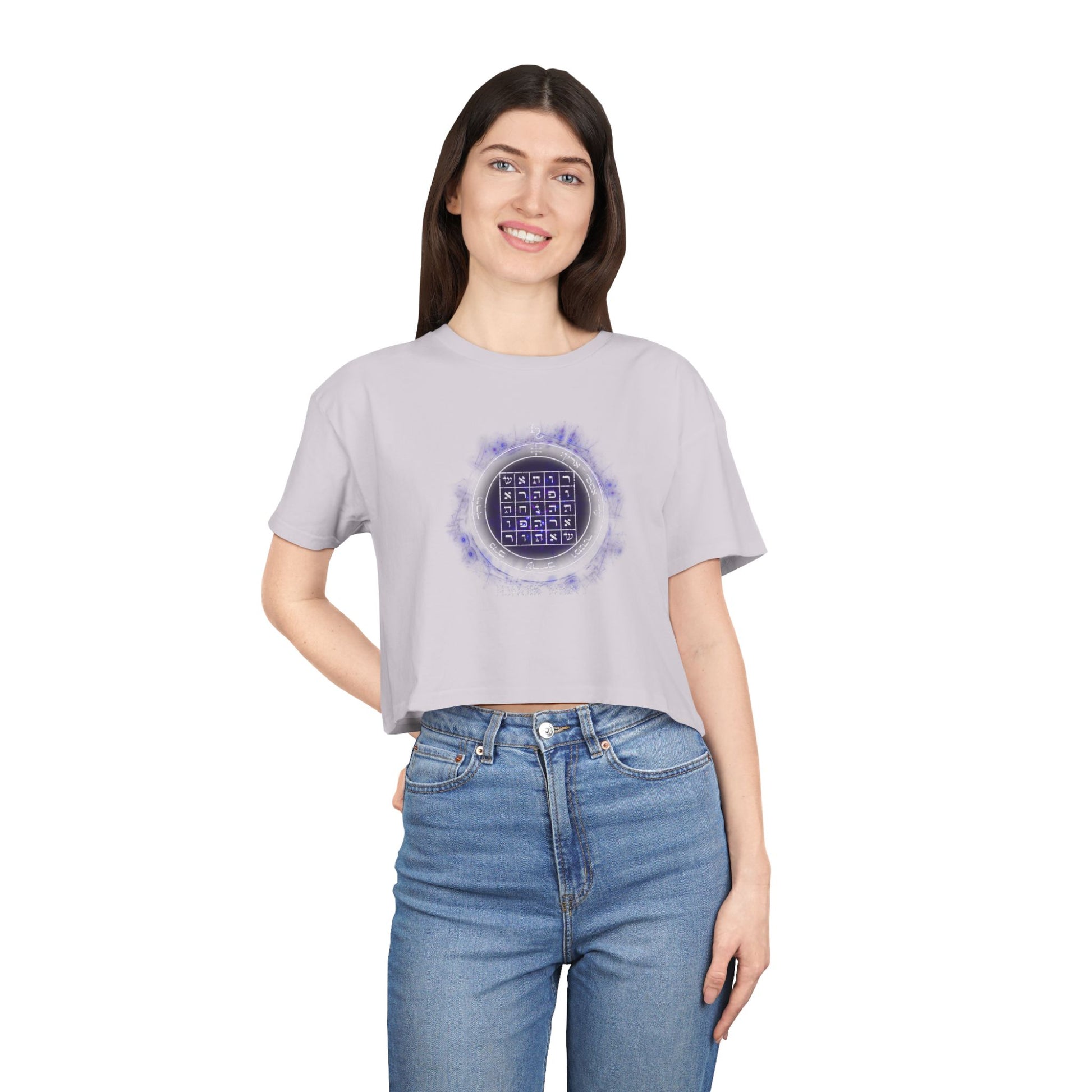 Women’s cropped t-shirt with 2nd Pentacle of Saturn sigil for persuasion