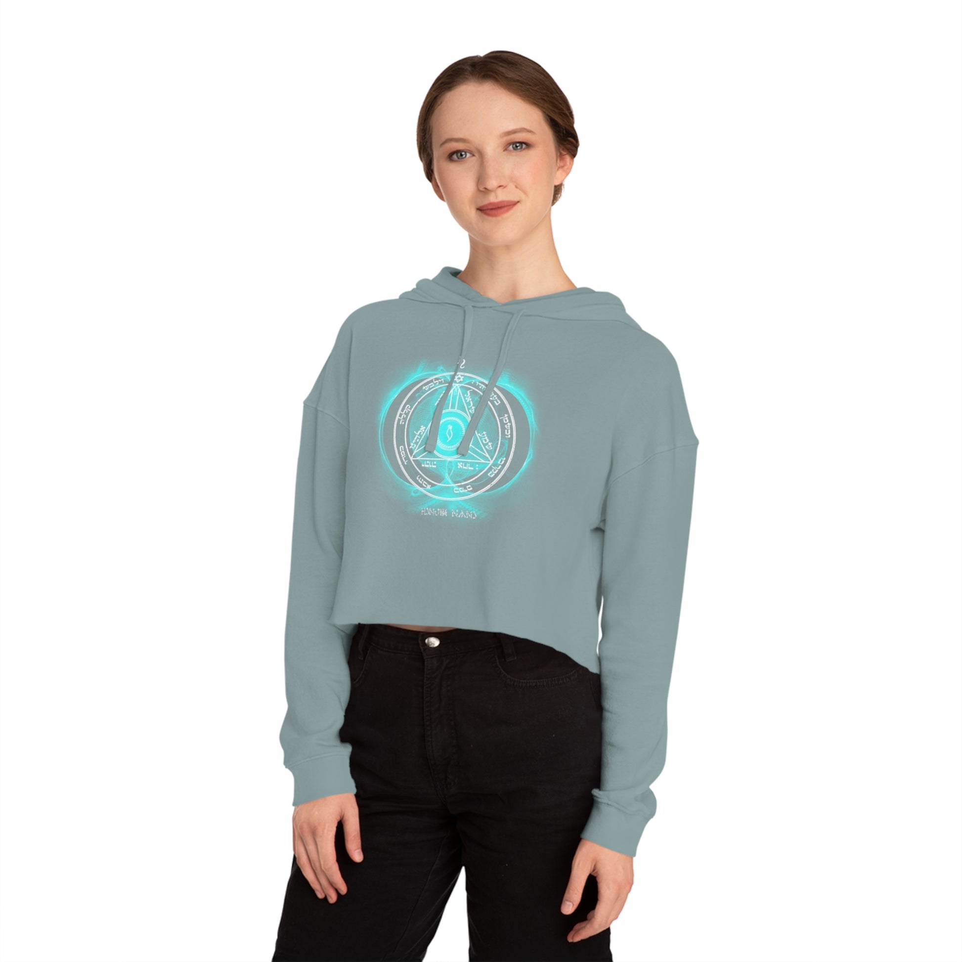 Crop hoodie with 4th Pentacle of Saturn sigil