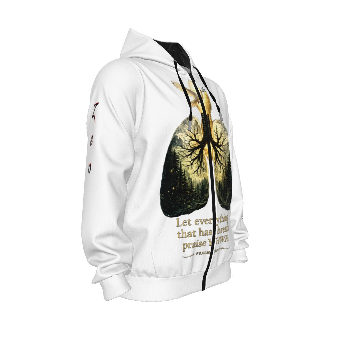 Lungs of YHWH White All-Over Print Unisex Pullover Hoodie With Zipper Closure
