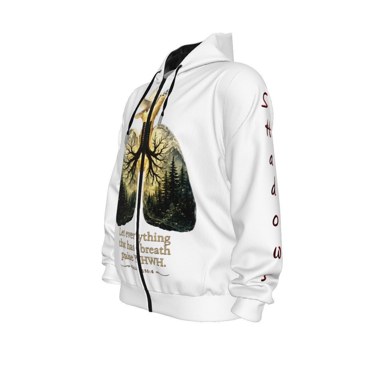 Lungs of YHWH White All-Over Print Unisex Pullover Hoodie With Zipper Closure