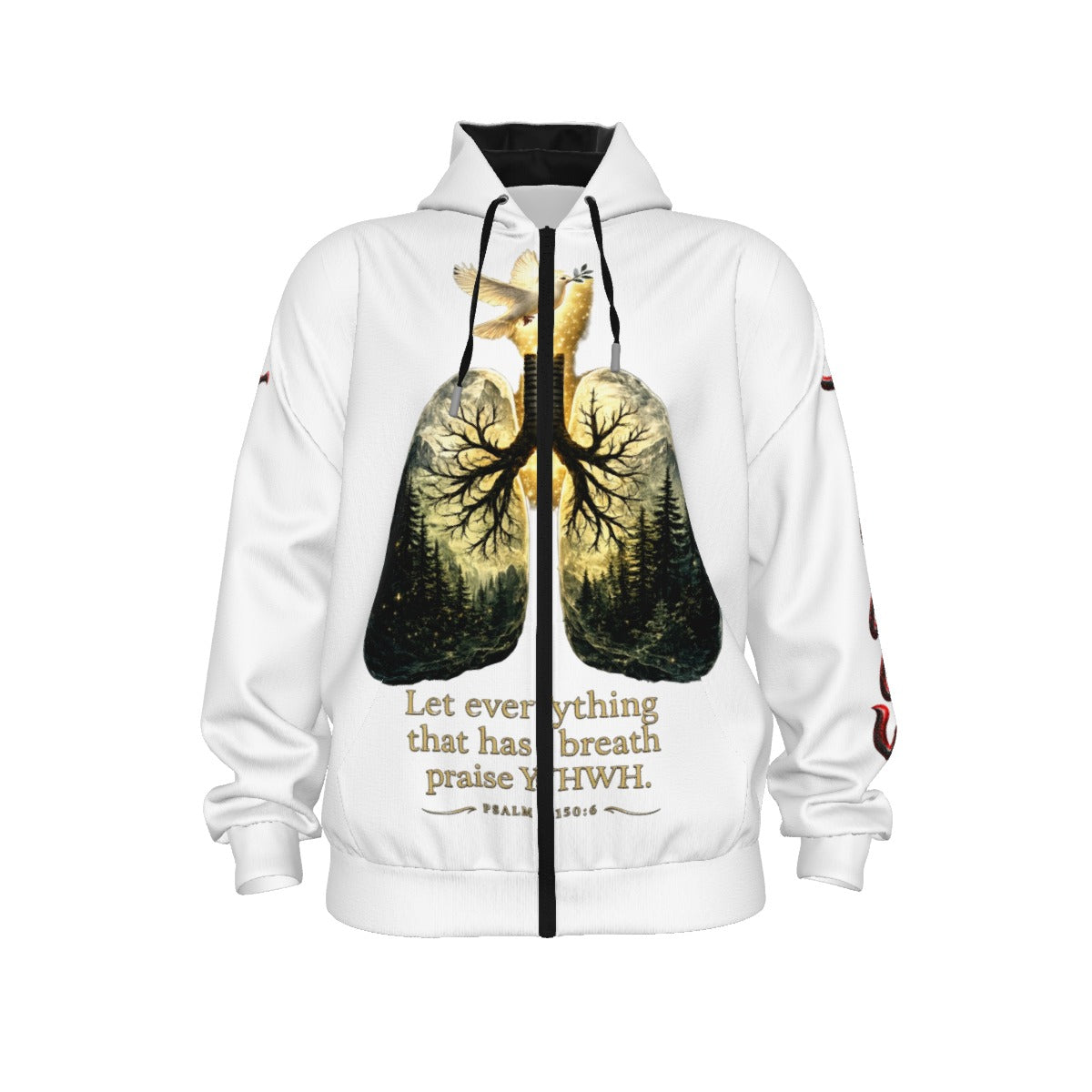 Lungs of YHWH White All-Over Print Unisex Pullover Hoodie With Zipper Closure