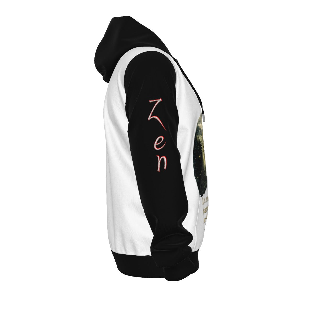 Breath of YHWH White & Black All-Over Print Unisex Pullover Hoodie With Zipper Closure