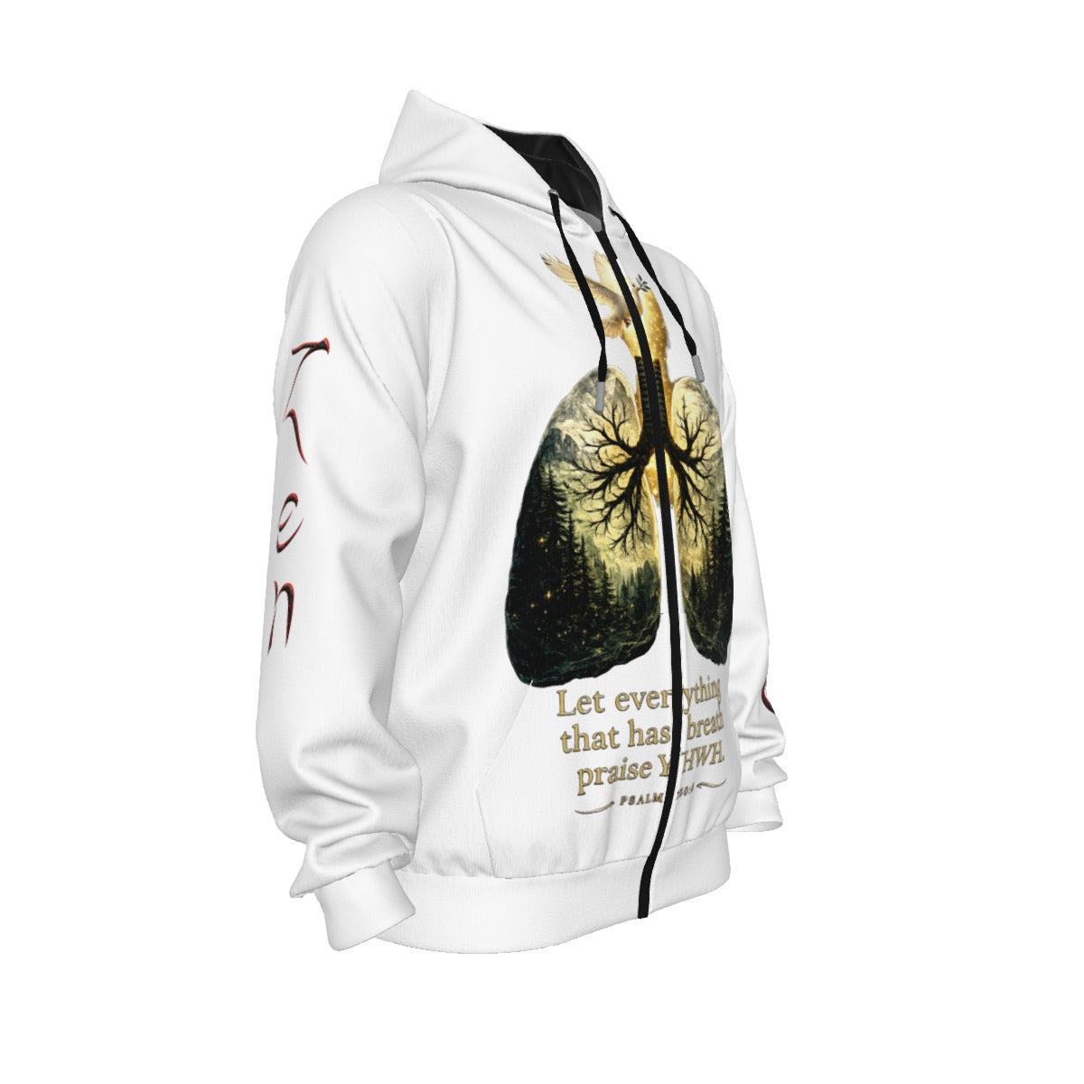 Lungs of YHWH White All-Over Print Unisex Pullover Hoodie With Zipper Closure
