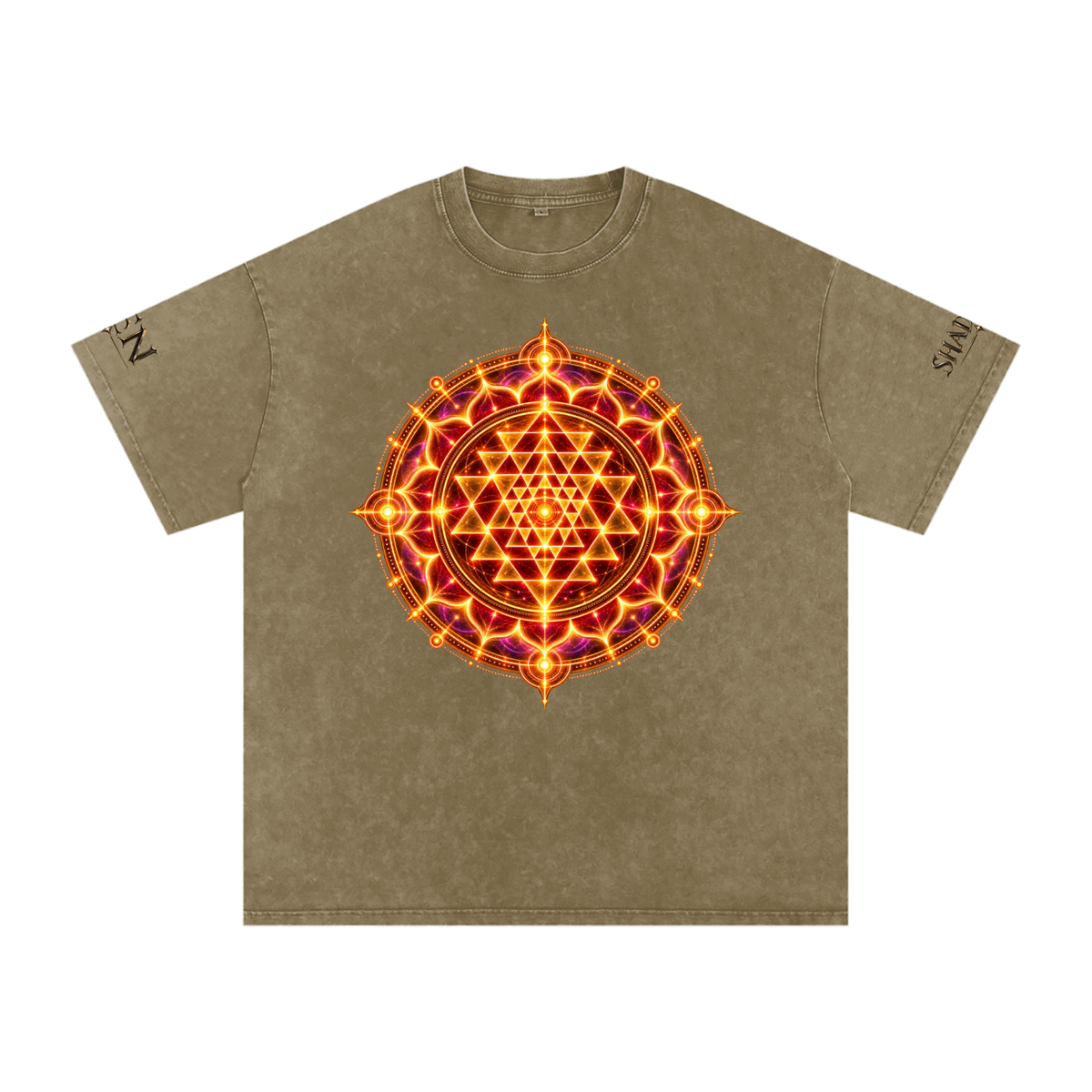 Shri Yantra Snow Washed Oversized Cotton T-Shirt — The Still Centre.