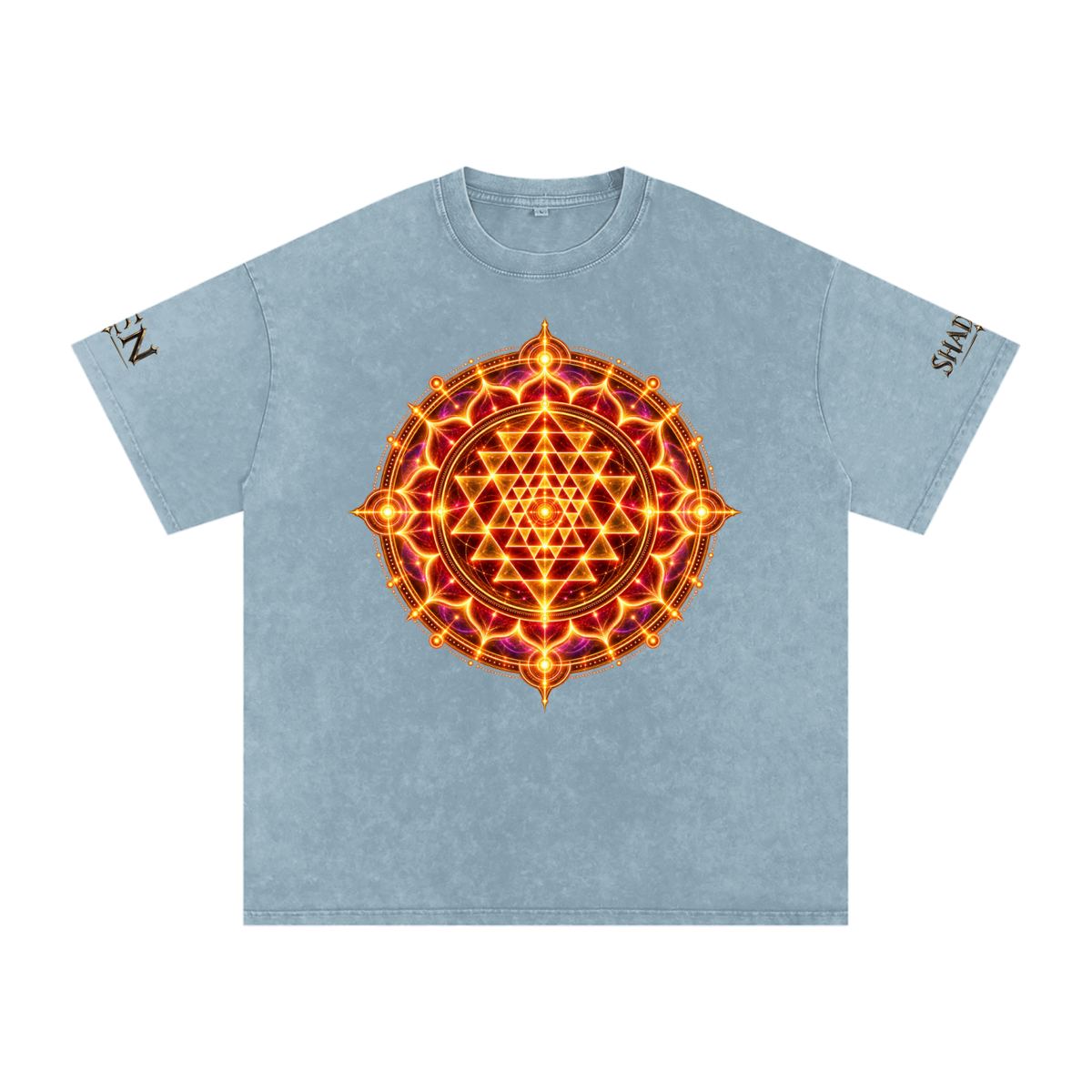 Shri Yantra Snow Washed Oversized Cotton T-Shirt — The Still Centre.