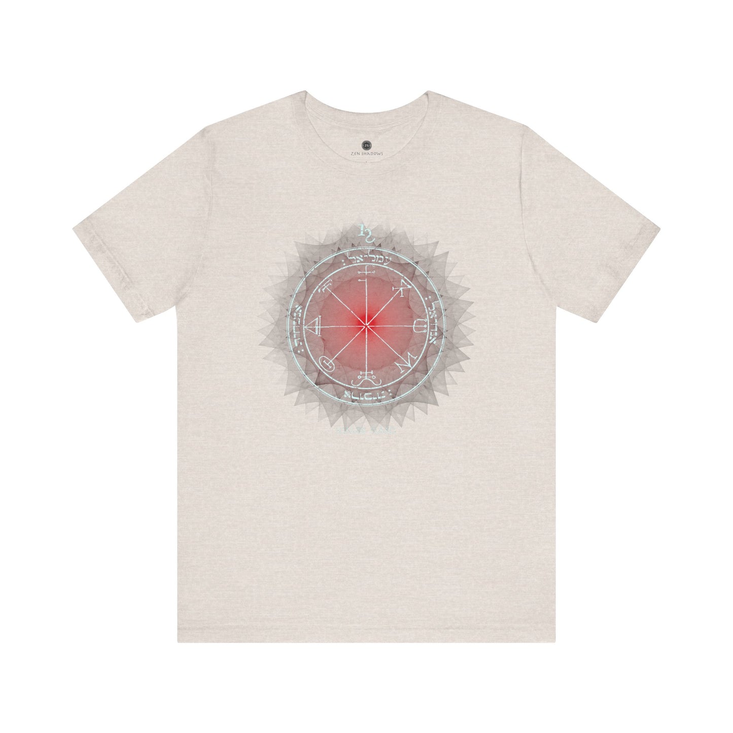 Unisex t-shirt featuring the 3rd Pentacle of Saturn printed in red for spiritual protection