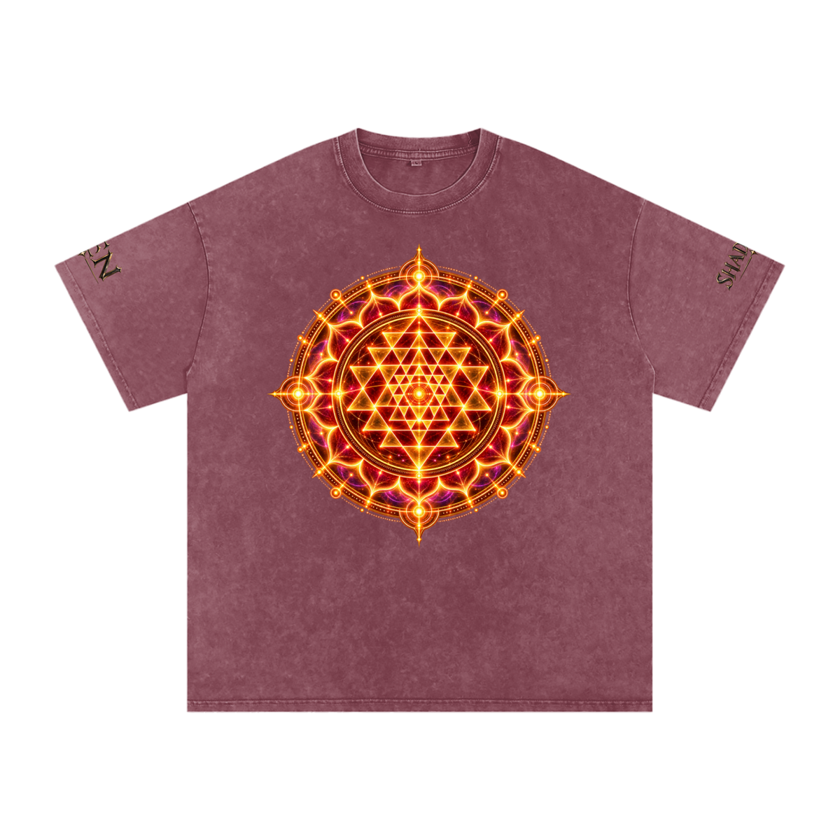 Shri Yantra Snow Washed Oversized Cotton T-Shirt — The Still Centre.