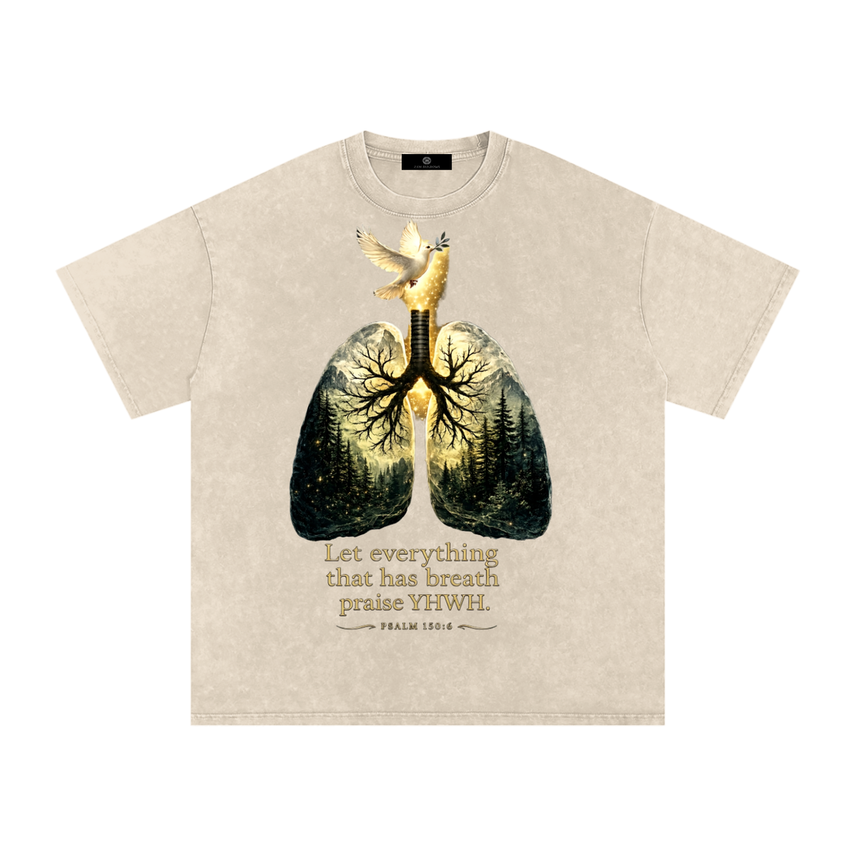 The Breath of YHWH Snow Washed Oversized Cotton T-Shirt