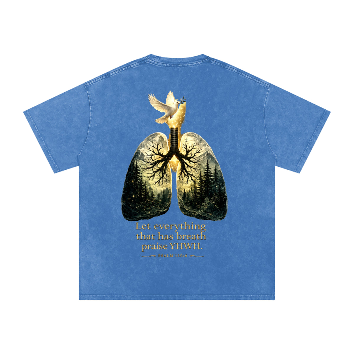 The Breath of YHWH Snow Washed Unisex Oversized Cotton T-Shirt (Front Logo)