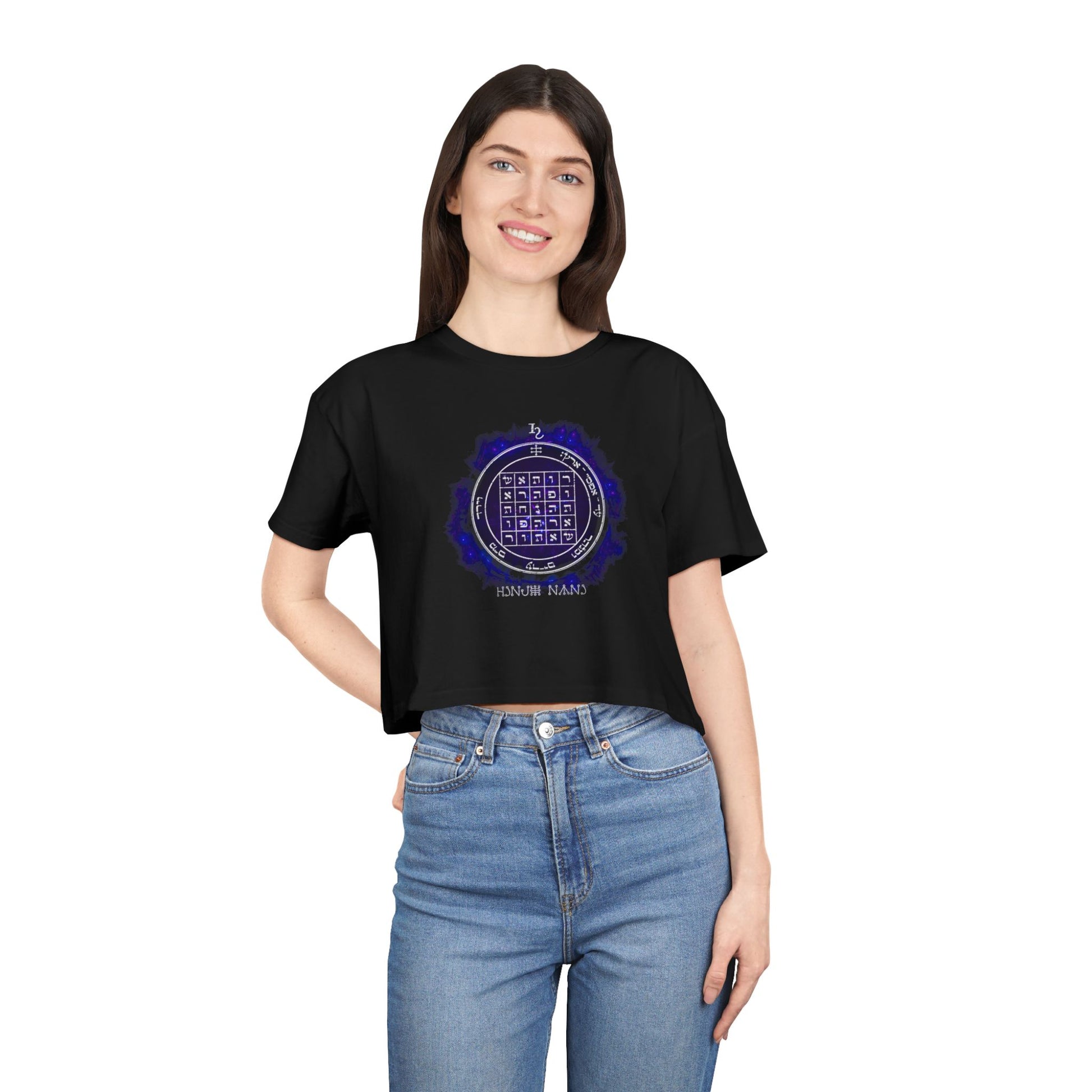 Women’s cropped t-shirt with 2nd Pentacle of Saturn sigil for persuasion