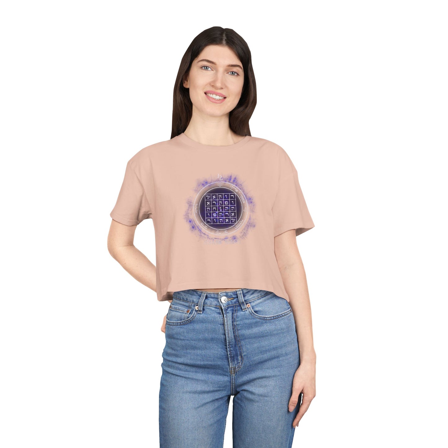 Women’s cropped t-shirt with 2nd Pentacle of Saturn sigil for persuasion