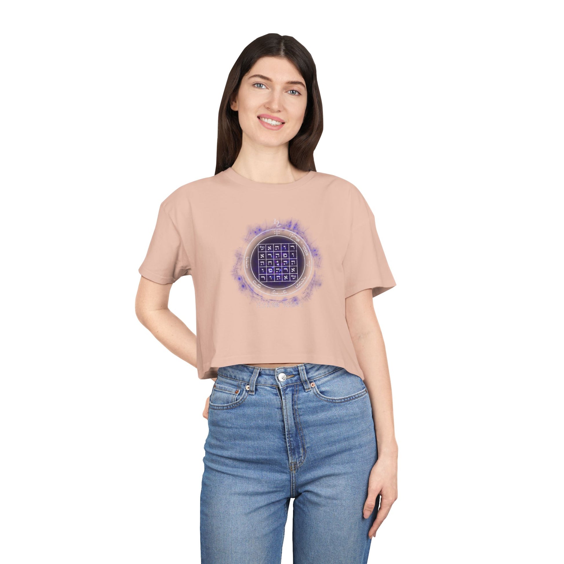Women’s cropped t-shirt with 2nd Pentacle of Saturn sigil for persuasion