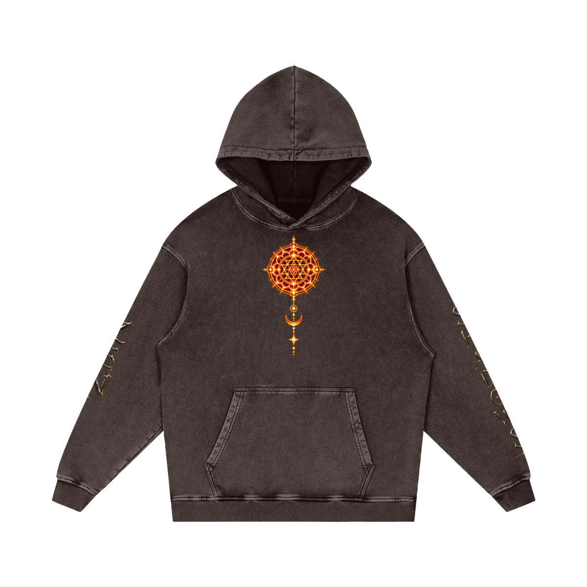Shri Yantra Snow Washed Loose Cotton Hoodie — The Still Centre