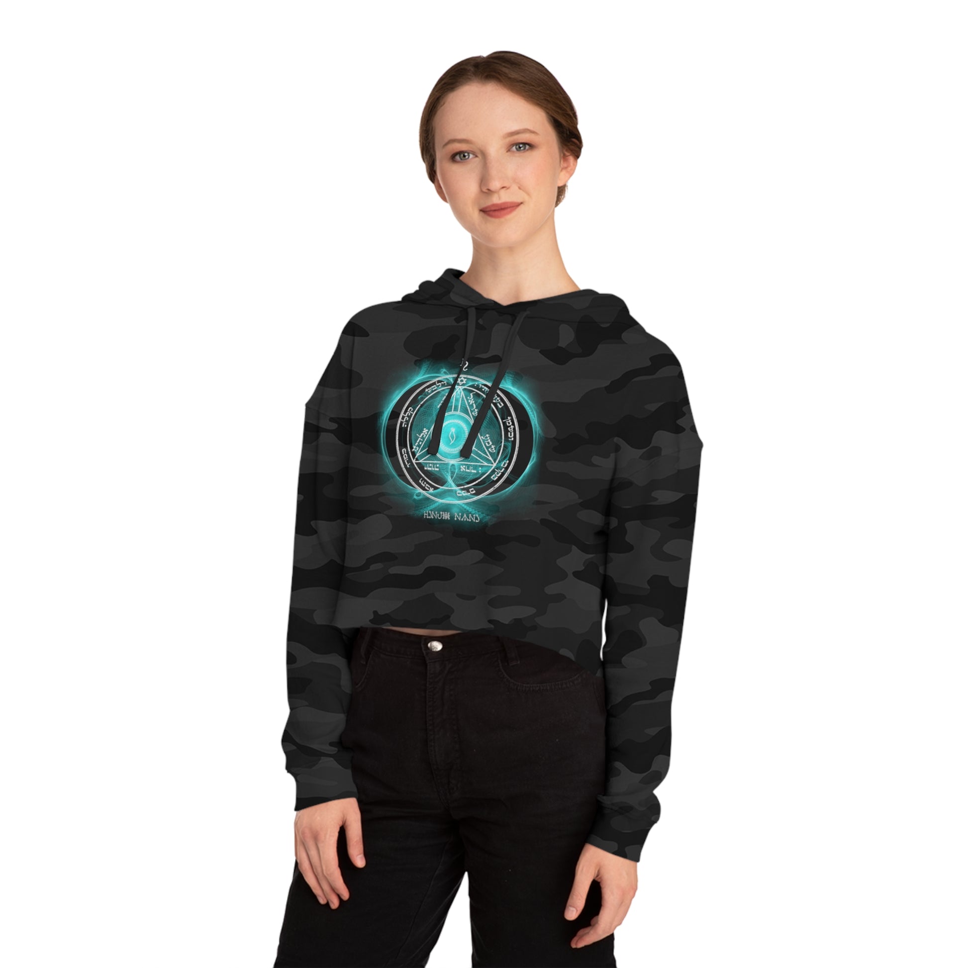 Crop hoodie with 4th Pentacle of Saturn sigil