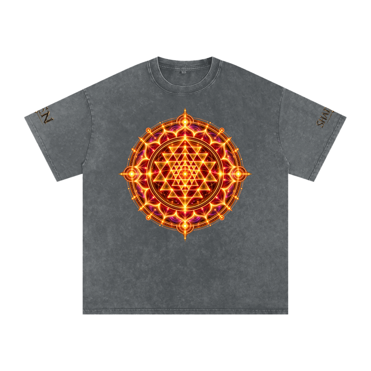 Shri Yantra Snow Washed Oversized Cotton T-Shirt — The Still Centre.
