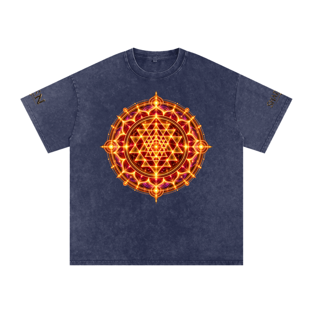 Shri Yantra Snow Washed Oversized Cotton T-Shirt — The Still Centre.