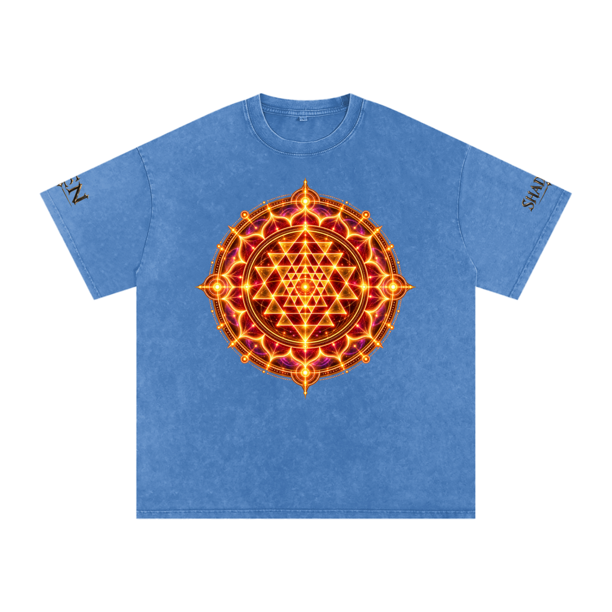 Shri Yantra Snow Washed Oversized Cotton T-Shirt — The Still Centre.