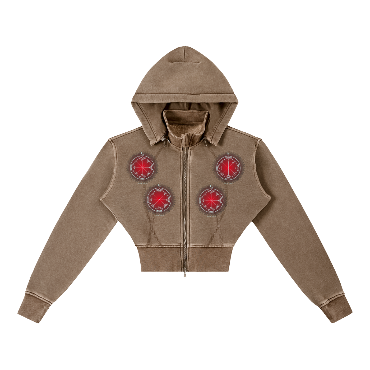 3rd Pentacle of Saturn Vintage Washed Cropped Fleece Hoodie - Protection Against Negativity