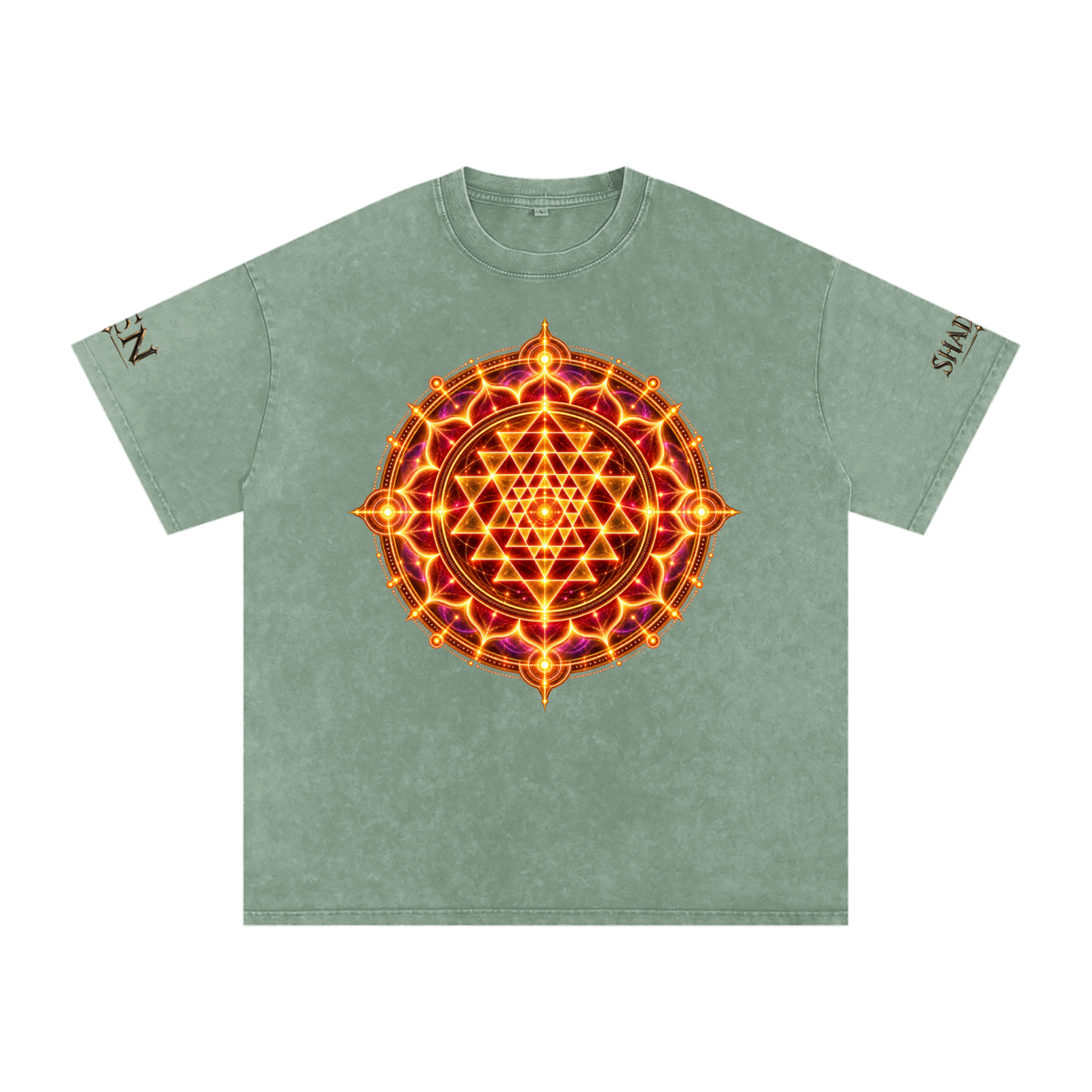 Shri Yantra Snow Washed Oversized Cotton T-Shirt — The Still Centre.