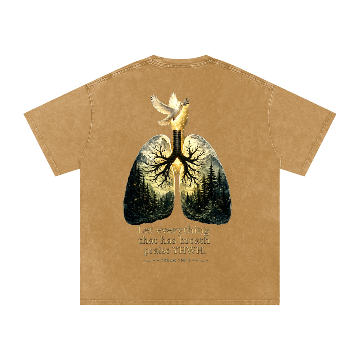 The Breath of YHWH Snow Washed Unisex Oversized Cotton T-Shirt (Front Logo)