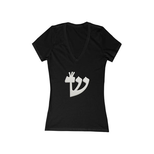 Shin (ש) Women’s Heavy Cotton V-Neck T-Shirt - WEAR THE DIVINE FIRE!
