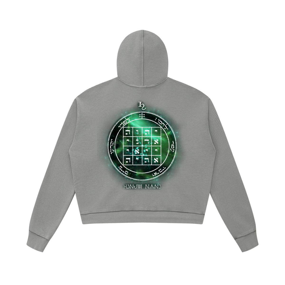 1st Pentacle of Saturn Unisex Mineral Wash Boxy Waffle Hoodie — Sovereignty and Inner Authority