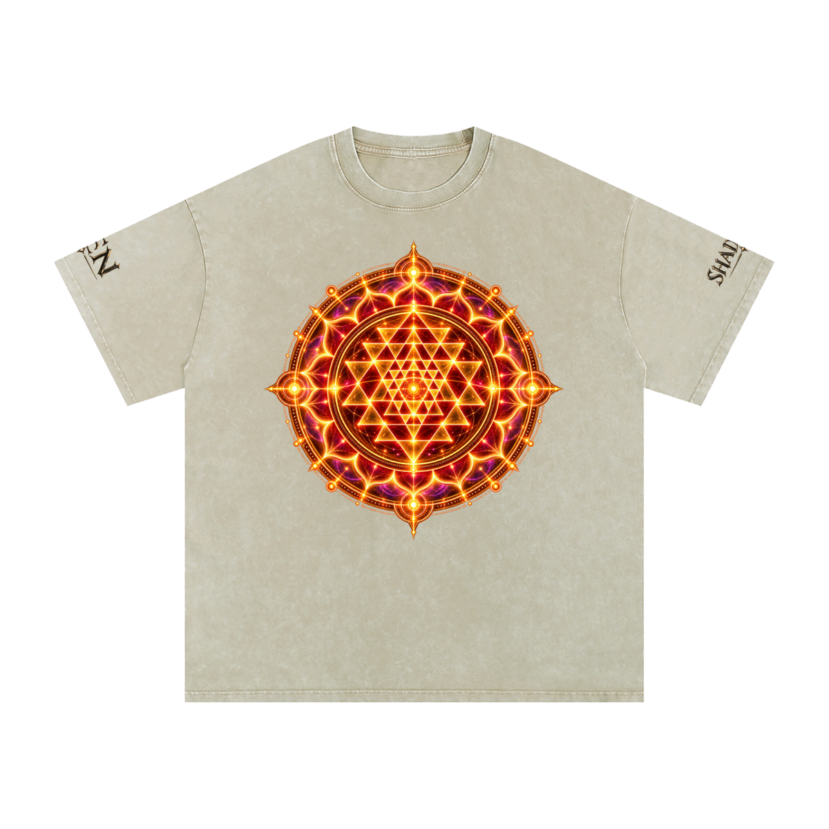 Shri Yantra Snow Washed Oversized Cotton T-Shirt — The Still Centre.