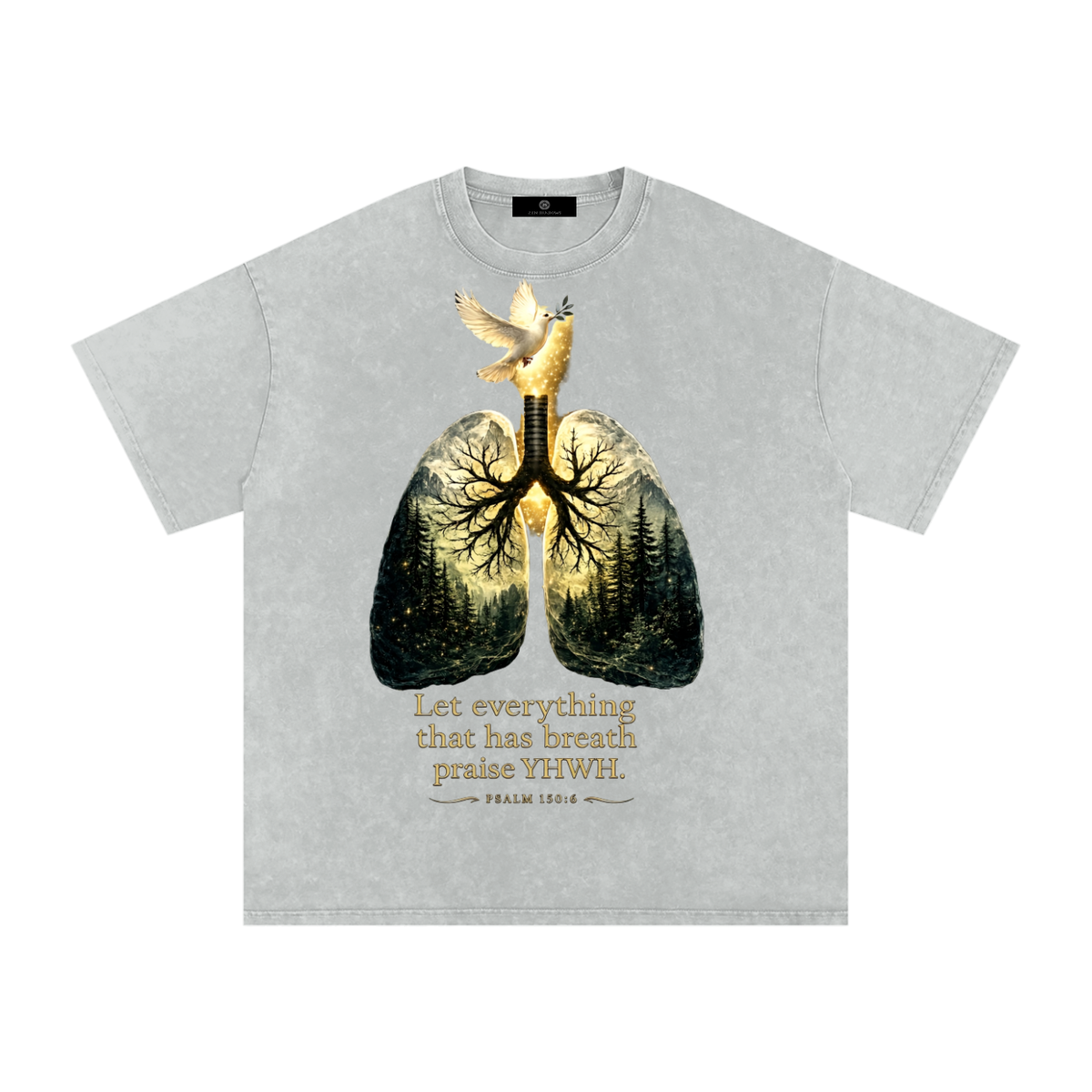 The Breath of YHWH Snow Washed Oversized Cotton T-Shirt