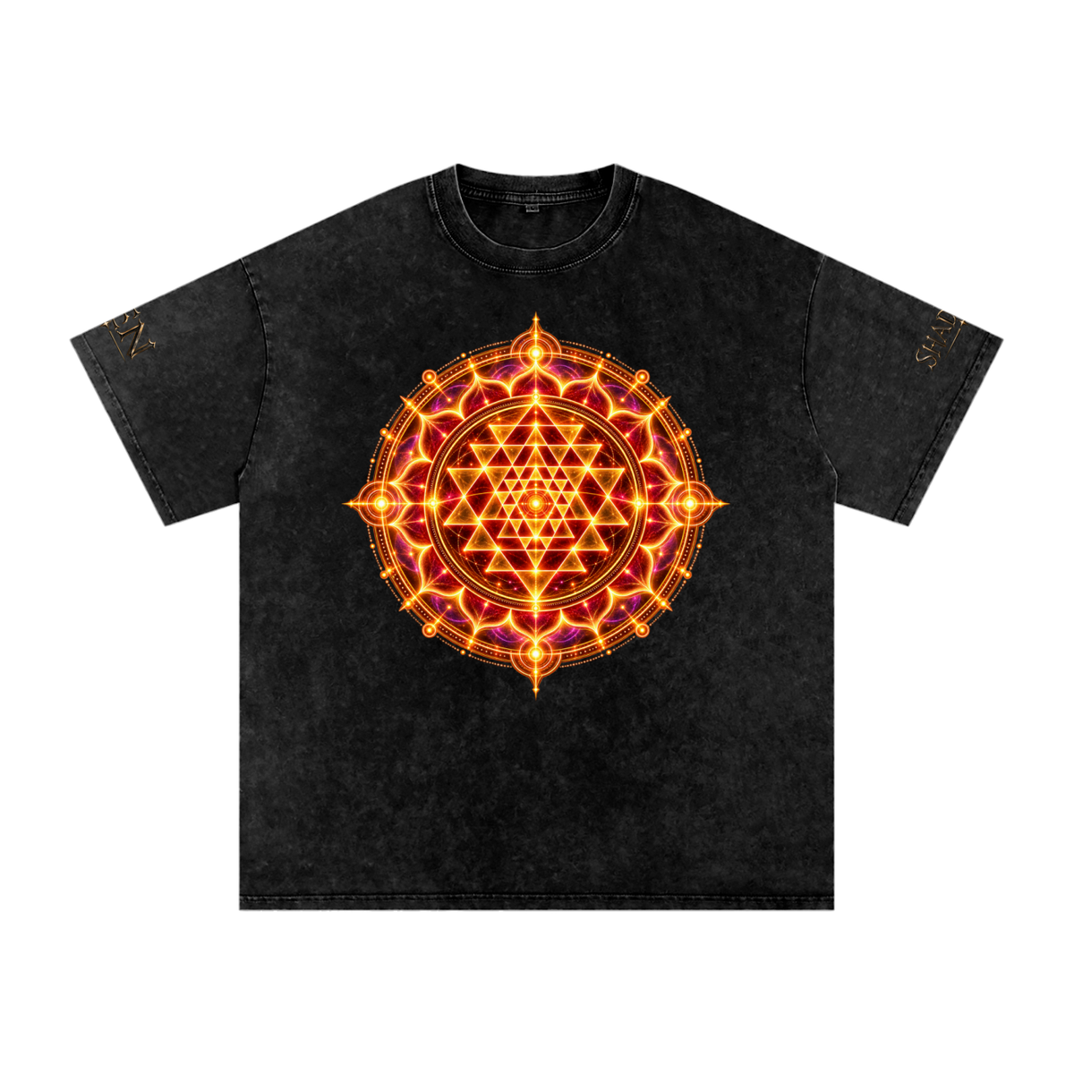 Shri Yantra Snow Washed Oversized Cotton T-Shirt — The Still Centre.