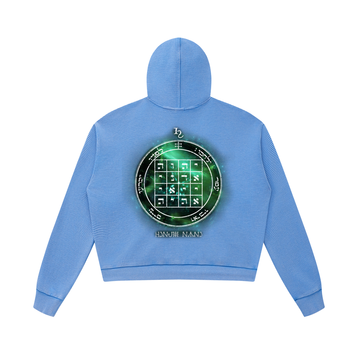1st Pentacle of Saturn Unisex Mineral Wash Boxy Waffle Hoodie — Sovereignty and Inner Authority