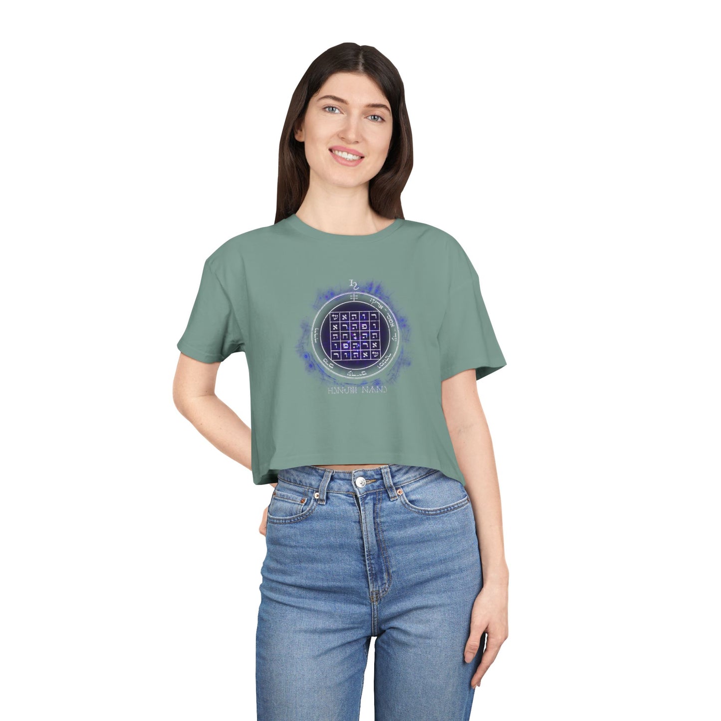 Women’s cropped t-shirt with 2nd Pentacle of Saturn sigil for persuasion