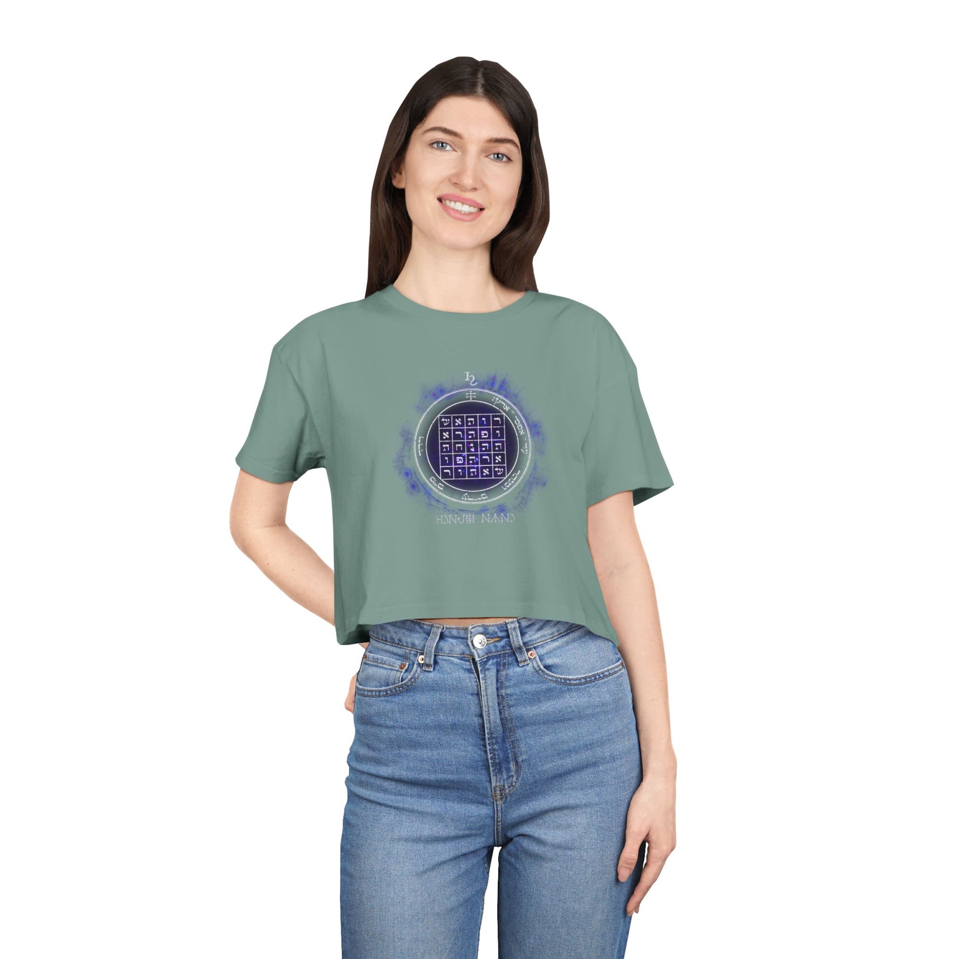 Women’s cropped t-shirt with 2nd Pentacle of Saturn sigil for persuasion