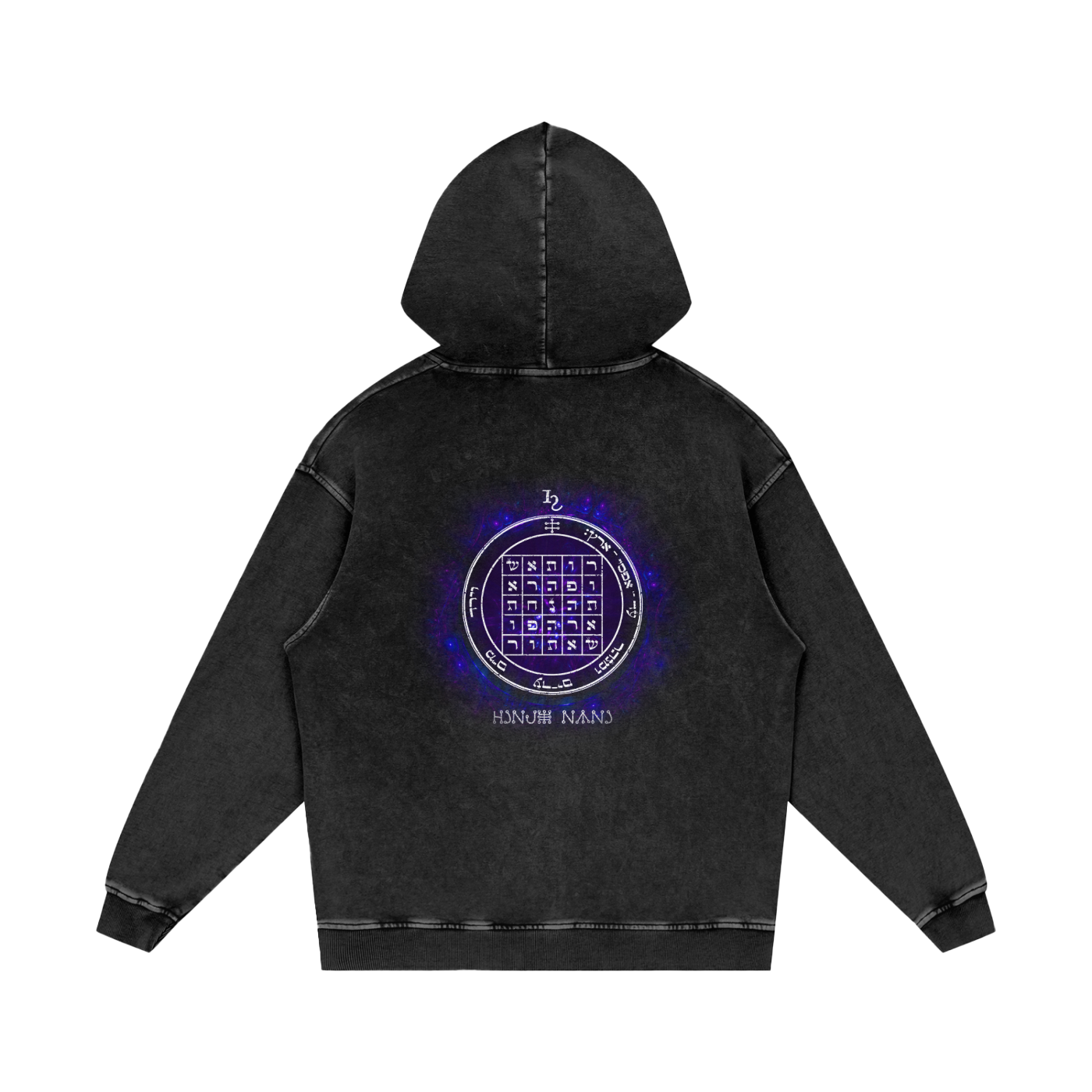 2nd Pentacle of Saturn acid wash hoodie - sacred persuasion garment