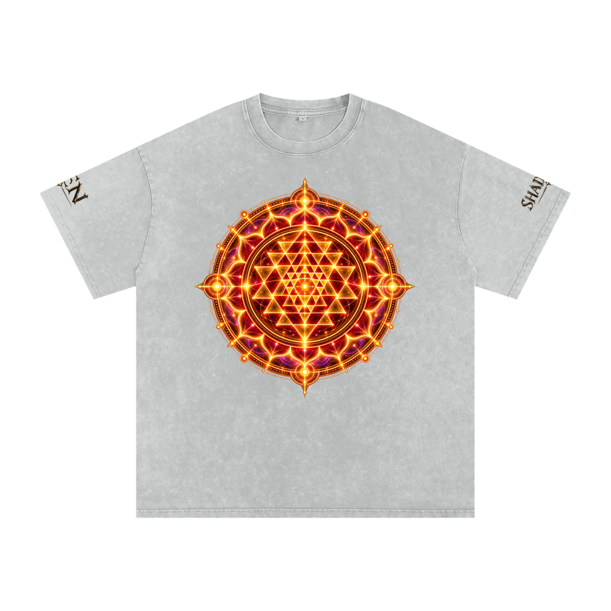 Shri Yantra Snow Washed Oversized Cotton T-Shirt — The Still Centre.