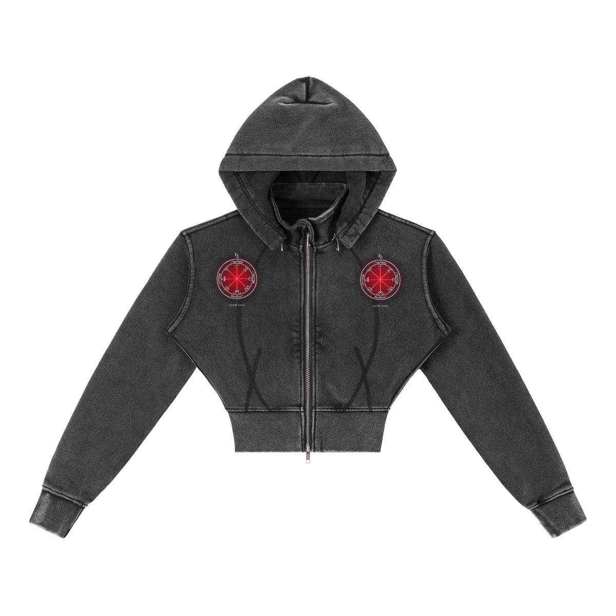 3rd Pentacle of Saturn Vintage Washed Cropped Fleece Hoodie — Boundaries Through Chosen Access