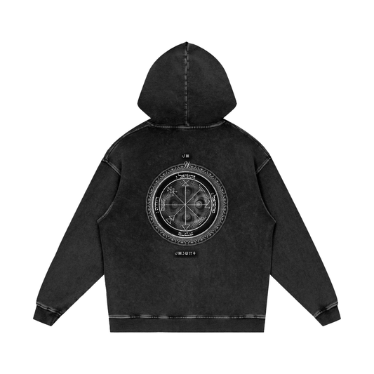 1st Pentacle of Jupiter acid wash hoodie - sacred influence garment